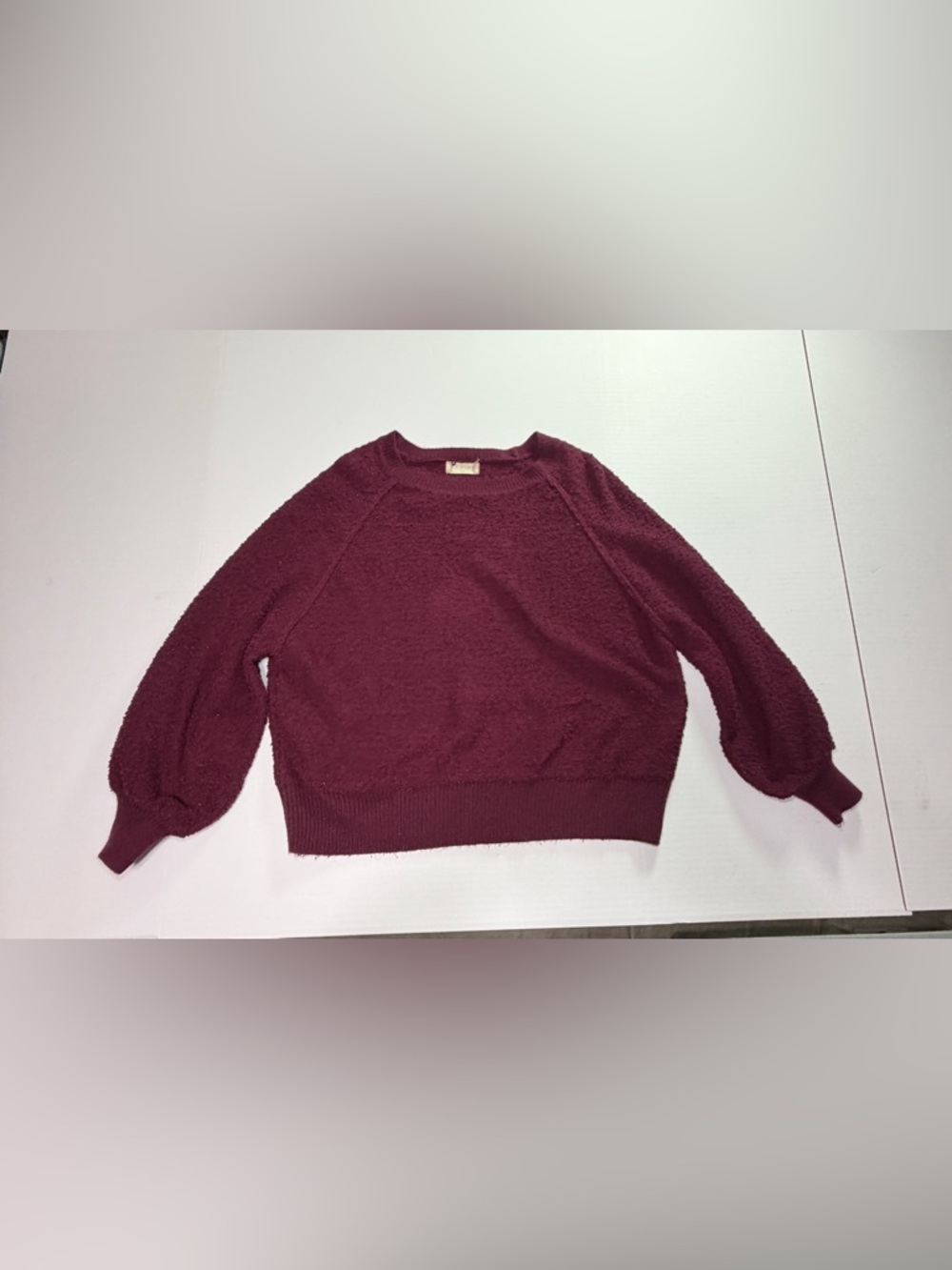 Altar’d State Burgundy Boucle Balloon Sleeve Sweater S/M